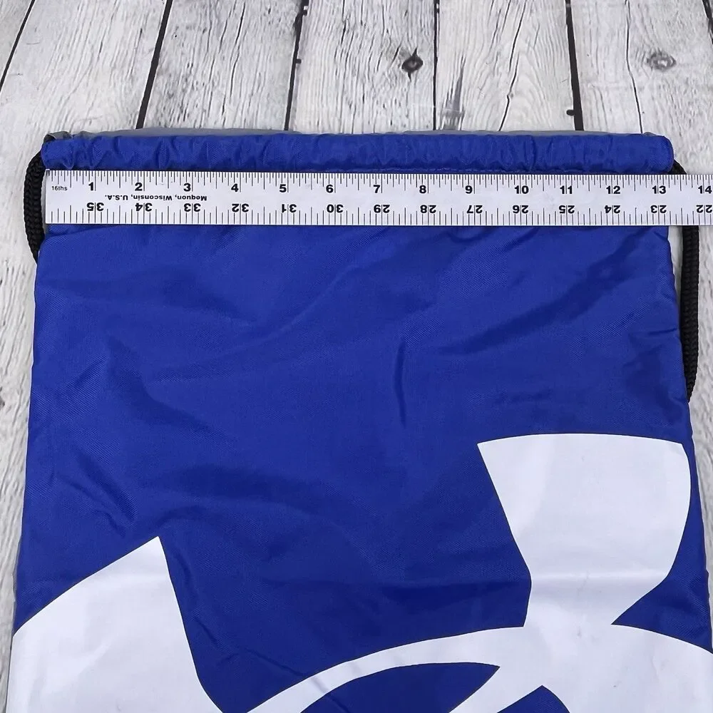 Under Armour UA Drawstring Backpack Blue Gray Sack Gym Bag Sports Workout